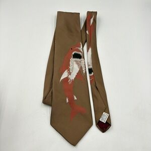 Andhurst Tie Mens One Size Brown Shark Ocean Novelty Polyester Classic Necktie